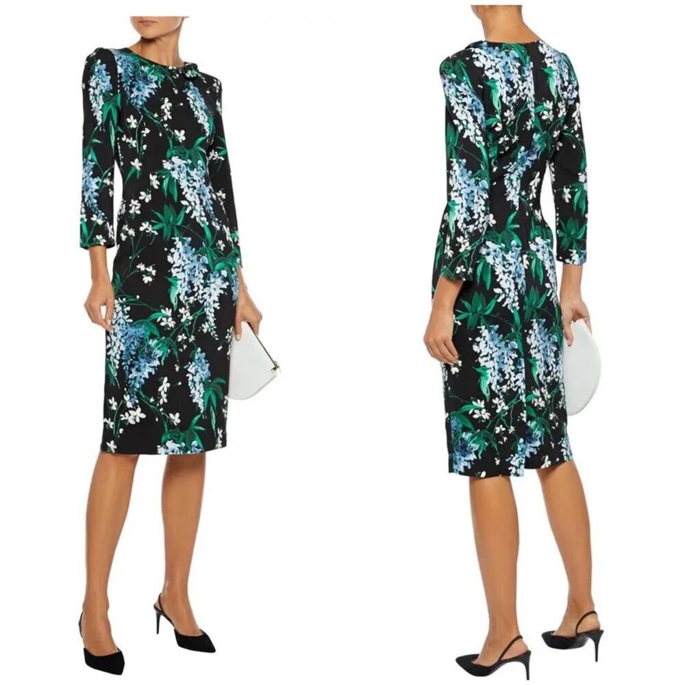 Goat Jenna Wisteria Pencil Dress In Blue Black Floral